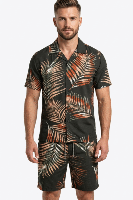 Men’s Tropical Leaf Printed Shirt – Stylish Casual Summer Wear
Half Sleeve Button-Down Beach Shirt for Men | Lightweight & Breathable