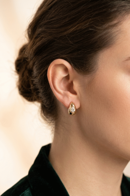 Golden Teardrop Stud Earrings for Women
Elegant Crystal Inlay Minimalist Party & Daily Wear Jewelry