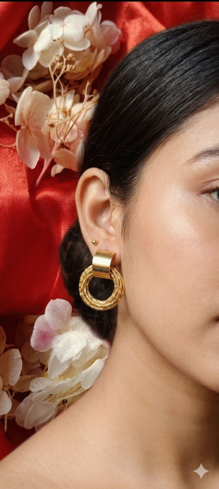 Golden Hoop Earrings for Women
Elegant Round Drop Earrings for Party, Wedding & Festive Wear