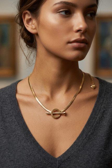 Golden Finish Toggle Lock Necklace for Women
Modern Minimal Chain Necklace for Casual, Office & Evening Looks