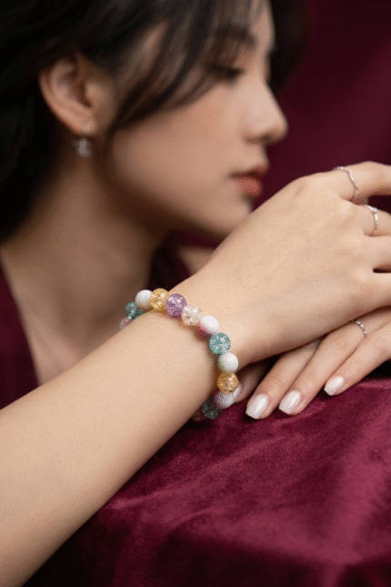 Multicolor Stone Bead Bracelet Stretch Elastic Fashion Jewelry Gift
