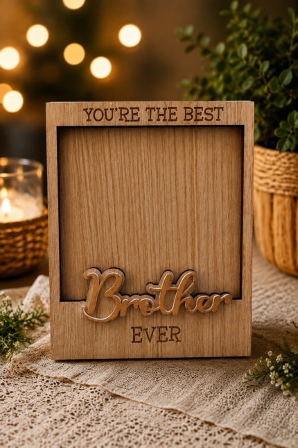 Personalized Wooden Fridge Magnet Photo Frame, Best Brother Gift, Custom Photo Holder with Inspirational Message, Decorative Refrigerator Magnet for Brother, Birthday & Special Occasions